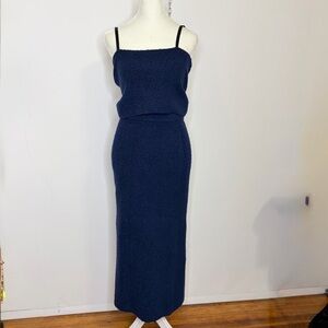 Cinq à Sept Deep Blue Knit Top and skirt set